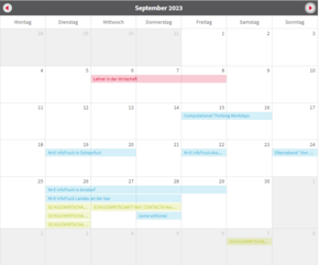 Screenshot des SW Kalenders september 